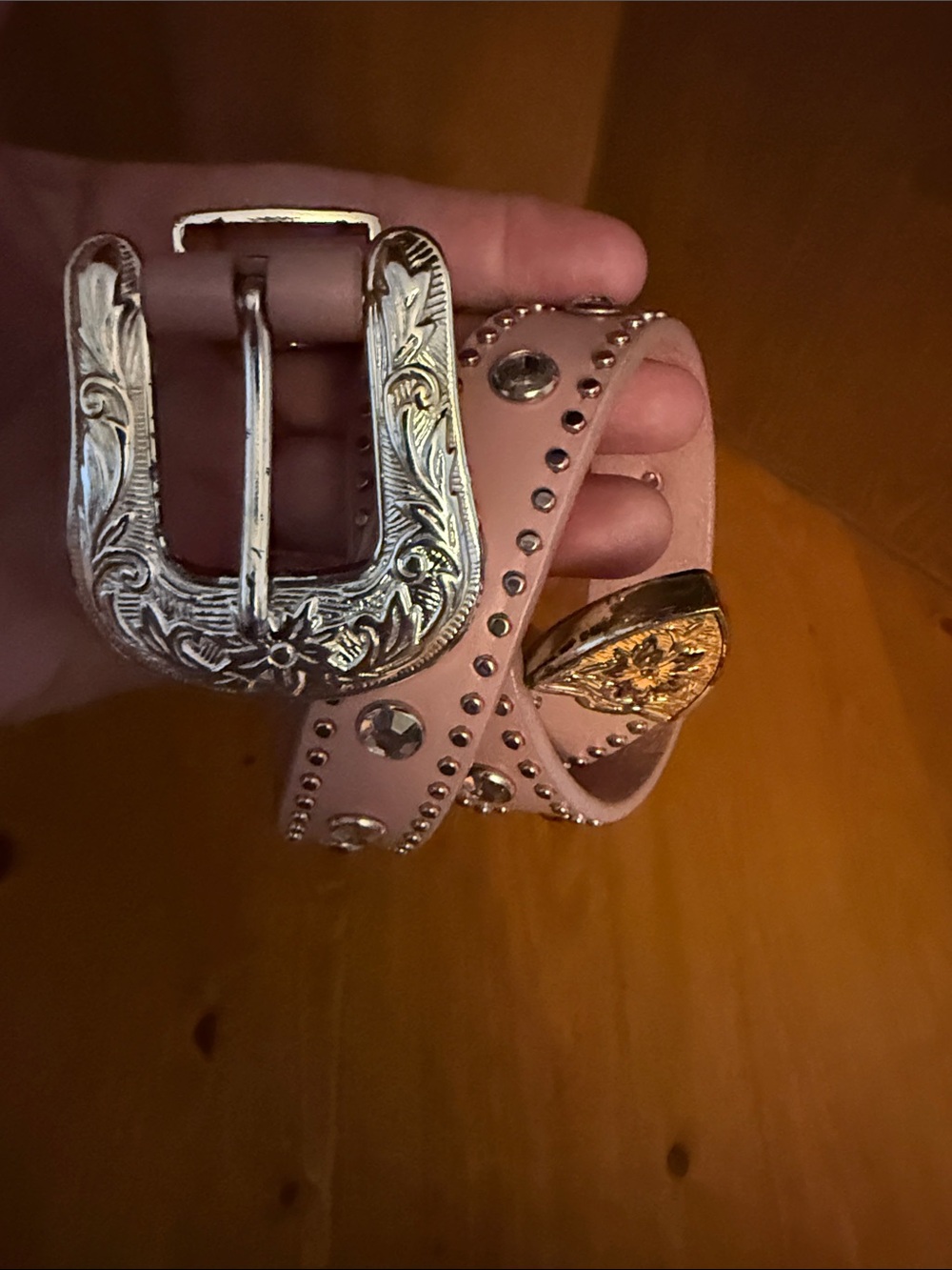 Nocona Pink Leather Rhinestone Studded Western Cowgirl Belt Sz 26 N4420430